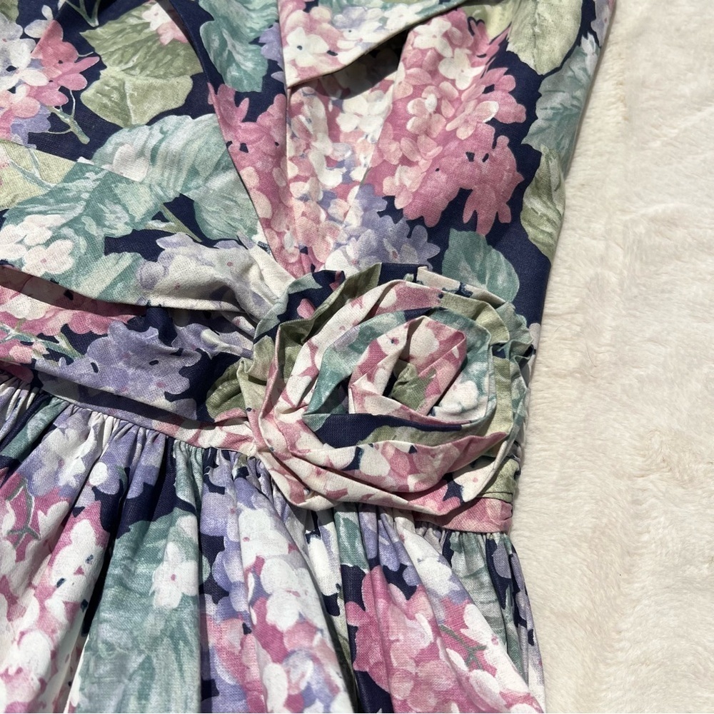 90s Floral Maxi Dress Cottagecore Dark Floral Garden Party Tea Dress Size 11/12 - Picture 8 of 11